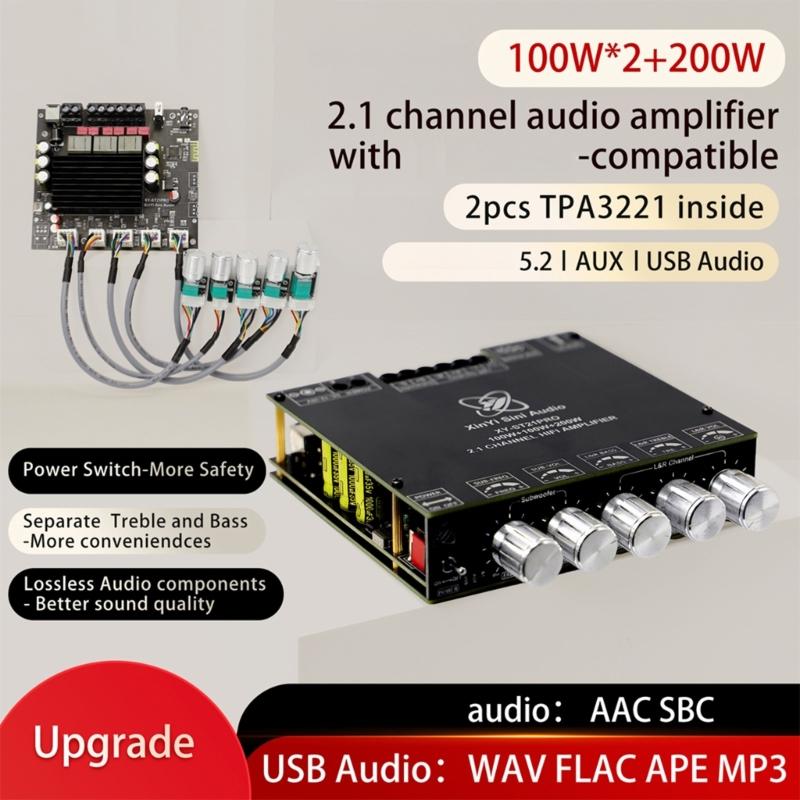 2.1 Channel Subwoofer Digital Power Amplifier Board AUX Wireless DC12V-30V Stereo Amplifier