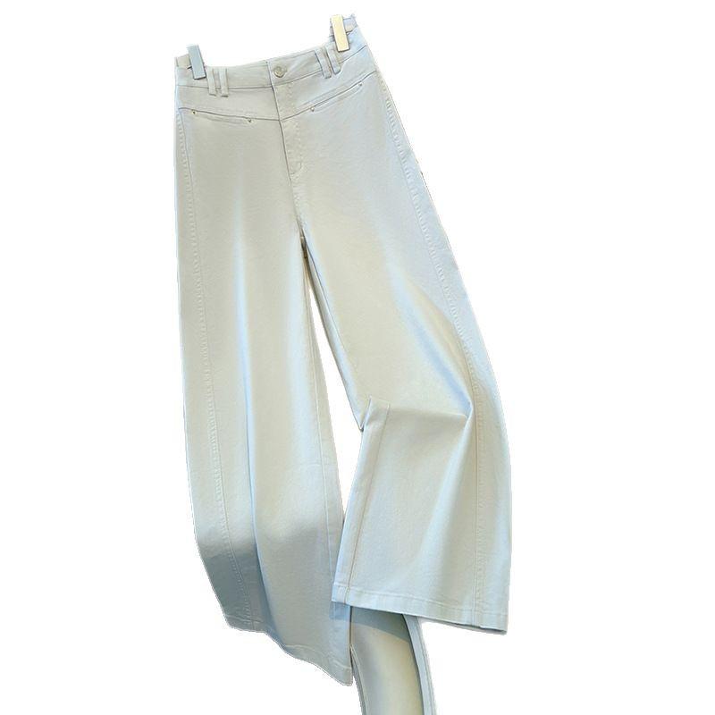 Women's Wide-Leg White Jeans, Spring Summer 2025 - Retro Slim Fit, Loose Straight-Leg Trousers