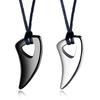 Bull Horn Design Wolf Tooth Necklace Zinc Zinc Alloy Crescent Tooth Leather Rope Necklace  Men