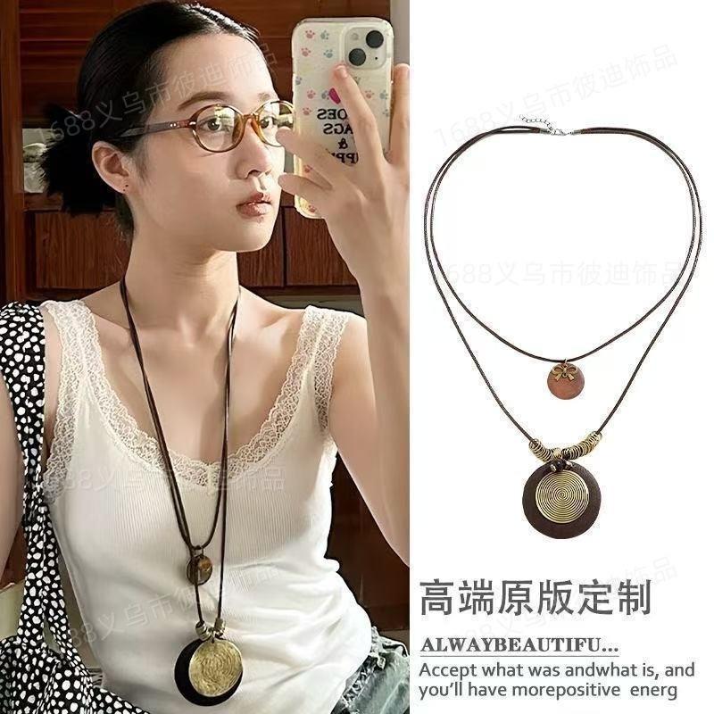Retro ethnic style long pendant necklace light luxury niche high-end sweater chain temperament versatile personality jewelry women