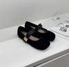 Super easy to wear 2025 summer new flat-bottomed versatile Mary Jane shoes women's shoes suede metal buckle round head shallow mouth single shoes