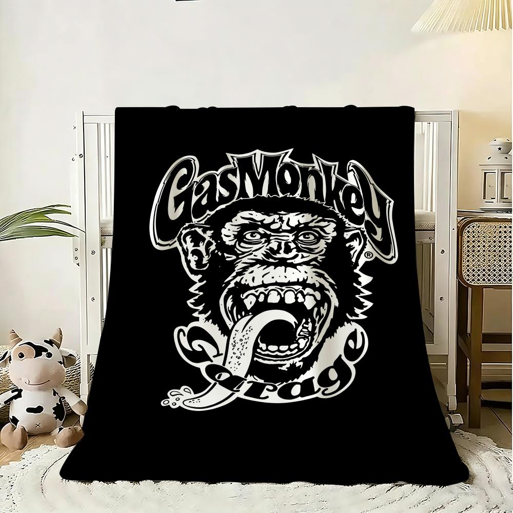 G-Gas Monkey Decor Throw 240G Flannel Blanket Lightweight Soft Skin-Friendly Summer Thin Throw Blanket