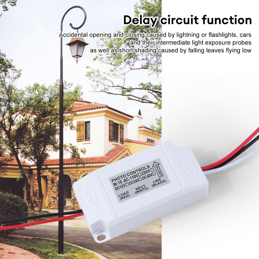 DC 12V/24V AC 100-260V Light Control Photoelectric Sensor Switch Outdoor Rainproof Lightning Protection Intelligent Delay Sensor