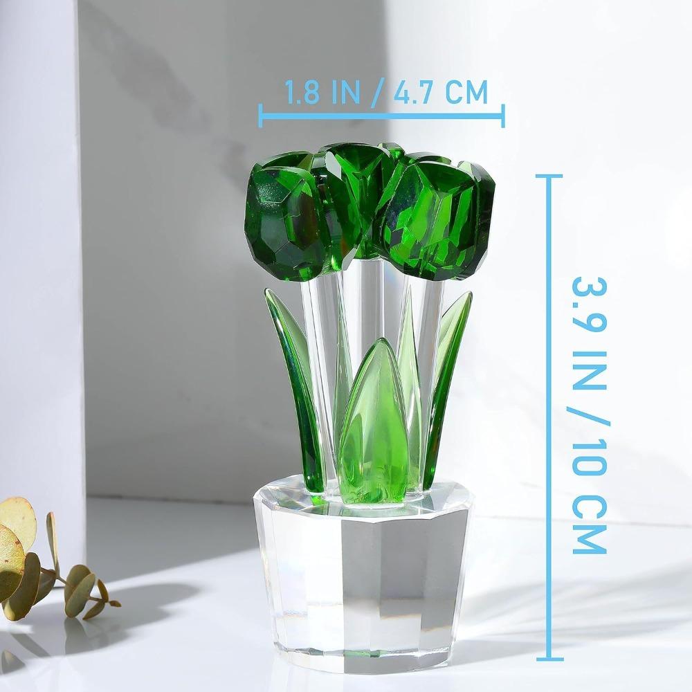 Creative Crystal Tulip Sculpture Colorful Handmade Tulip Bouquet Ornaments Reflect Small Desktop Floral Decorations