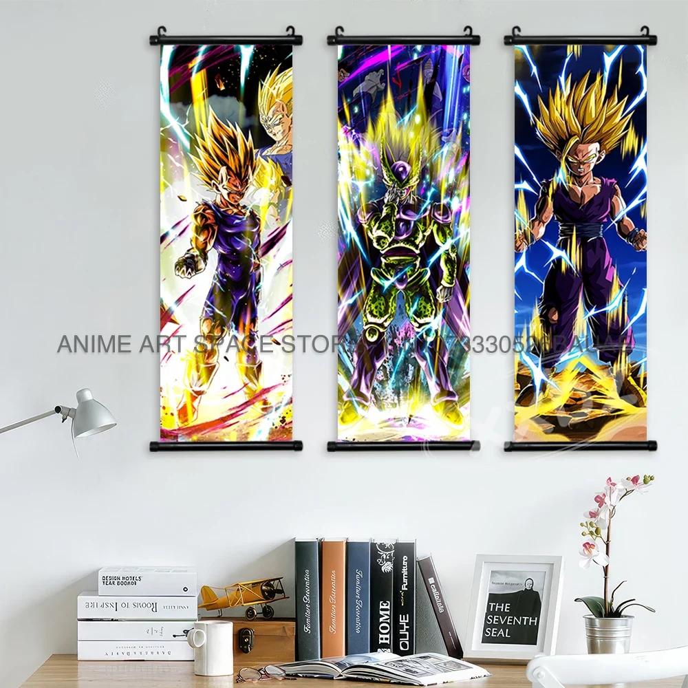Dragon Ball Z Hanging Paintings Room Decorative Poster Hot Blooded Anime Saiyan Scrolls Picture Gotenks Vegeta Cartoon Wall Art