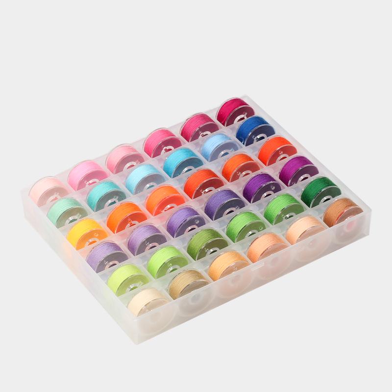 Transparent Bobbin Case with 36 Slots and Colorful Threads