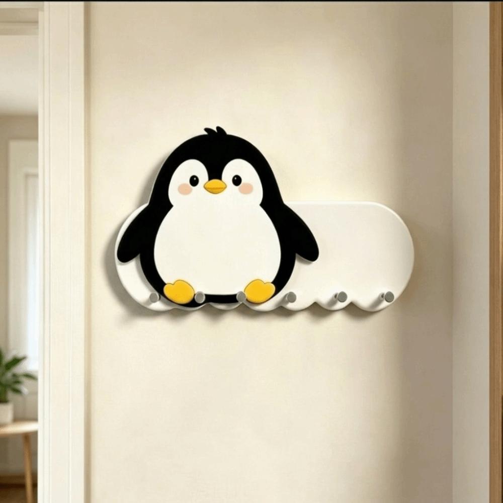 Cartoon Adhesive Key Holder Wooden Wall-mount Hanger Lovely Animal Key Hook  Hallway
