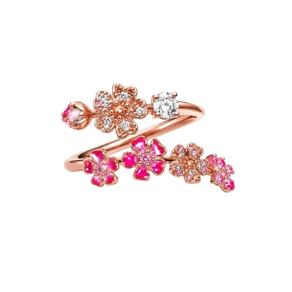 Gemstone Embellished Cherry Blossom Ring Crystal Accents Jewelry Box Anniversary Birthday Gift
