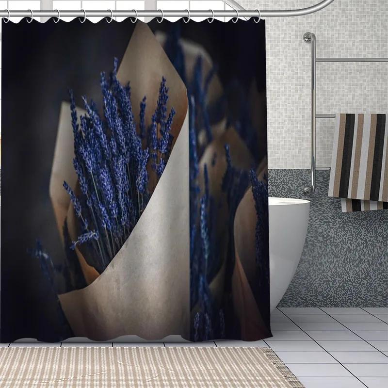 Purple Lavender Printed Shower Curtain Waterproof Polyester Fabric Home Bathroom Accessor Decor Bath Curtain Bathtub Screen