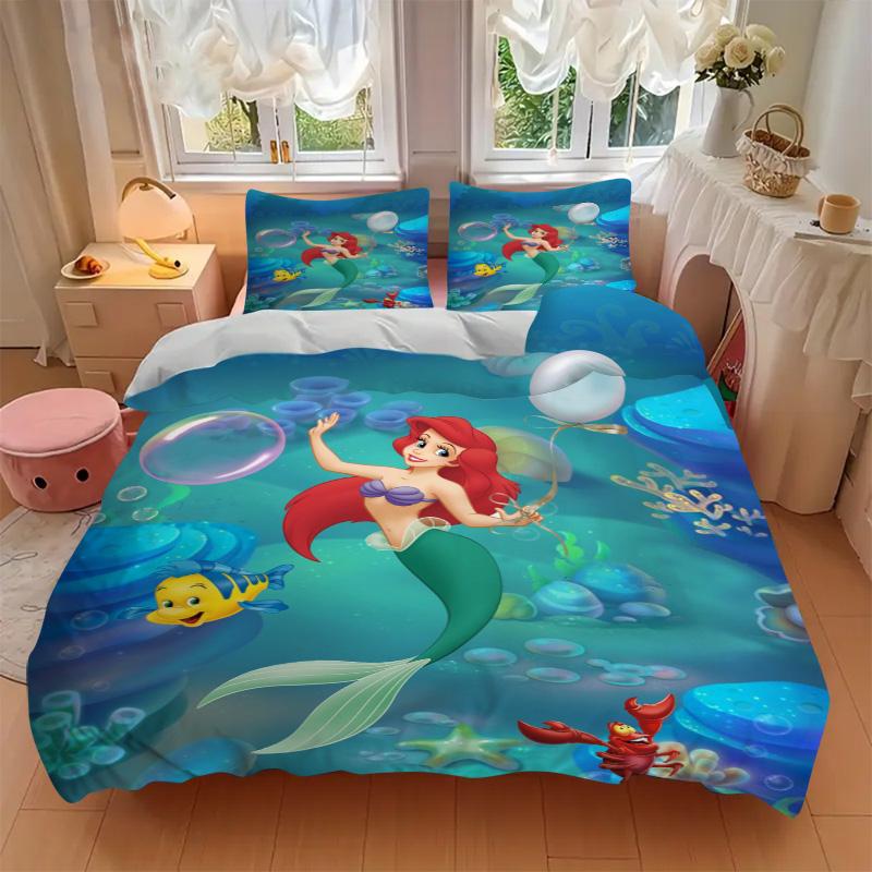 Mermaid Friends Underwater Print 3Pcs Bedding Setduvet Cover With 2 Bedropillowcase Home Birthday Gift
