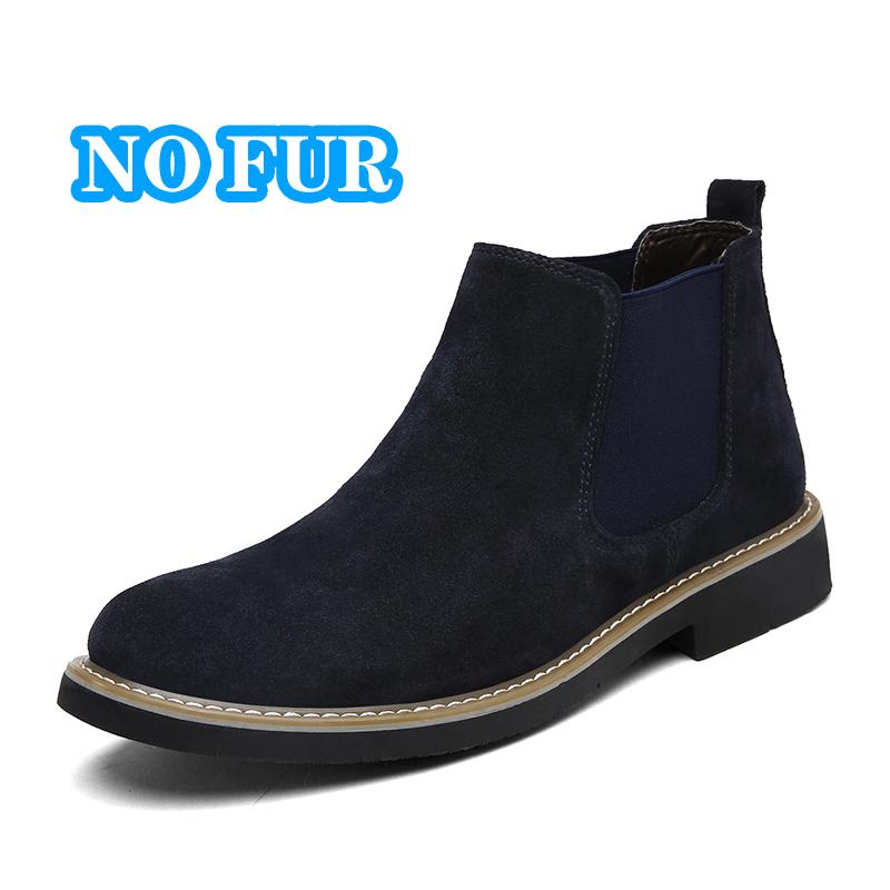Casual Leather Mens Chelsea Boots New Elastic Strap Ankle Boots Smart Formal Slip on Casual Shoes Business Formal Dress Footwear