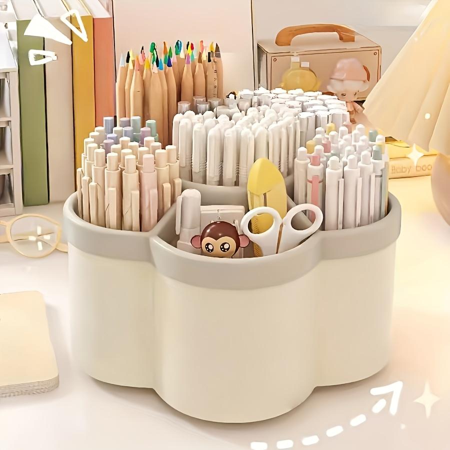1 Rotating Desktop Organizer Pen Holder Multi-Compartment Storage Box