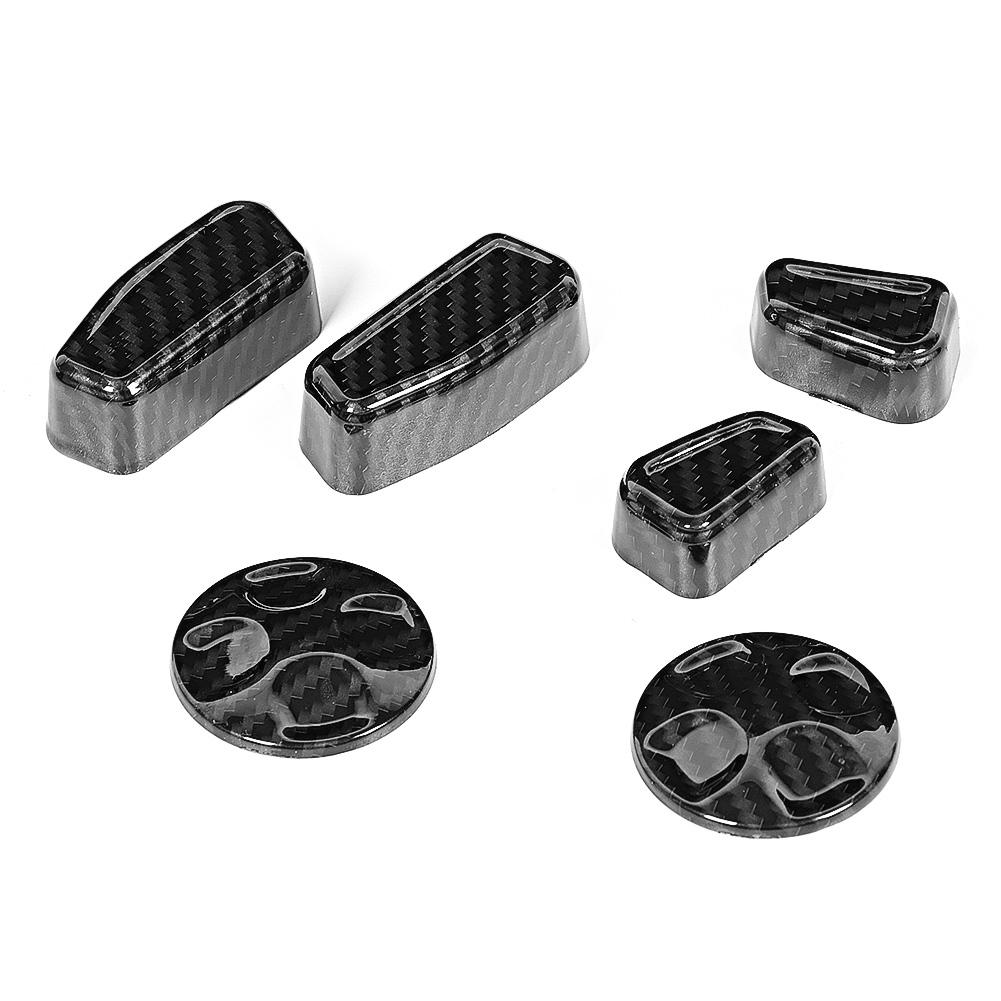 6StückSet Kohlefaser Muster Autositz Seitenverstellung Griff Knopf Abdeckung Zierleiste Passform für Maserati