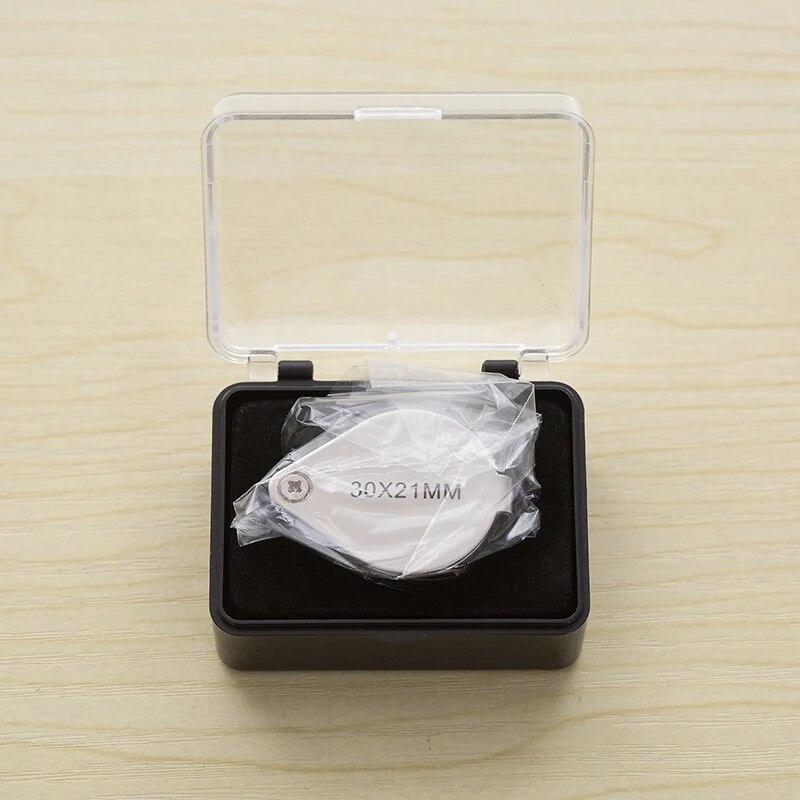 30x21mm Magnifying Glass Pocket Jewelry Loupe Mini Folding Magnifier For Identifying Jade Coin Antique Magnifying Glass