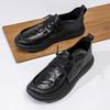 European Station Crooked Head Leather Shoes Men's 2025 Autumn New Platform Loafers Men's Casual Foot Shoes Doudou Tide
