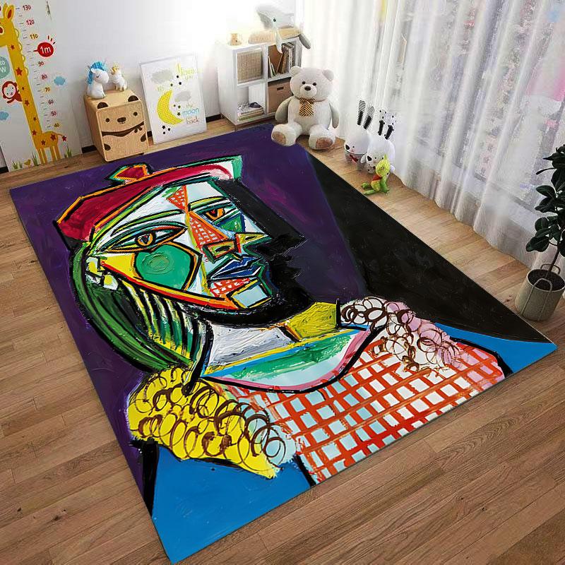 Colorful Abstract Portrait suitable as a non-slip mat for the living room or bedroom sofa