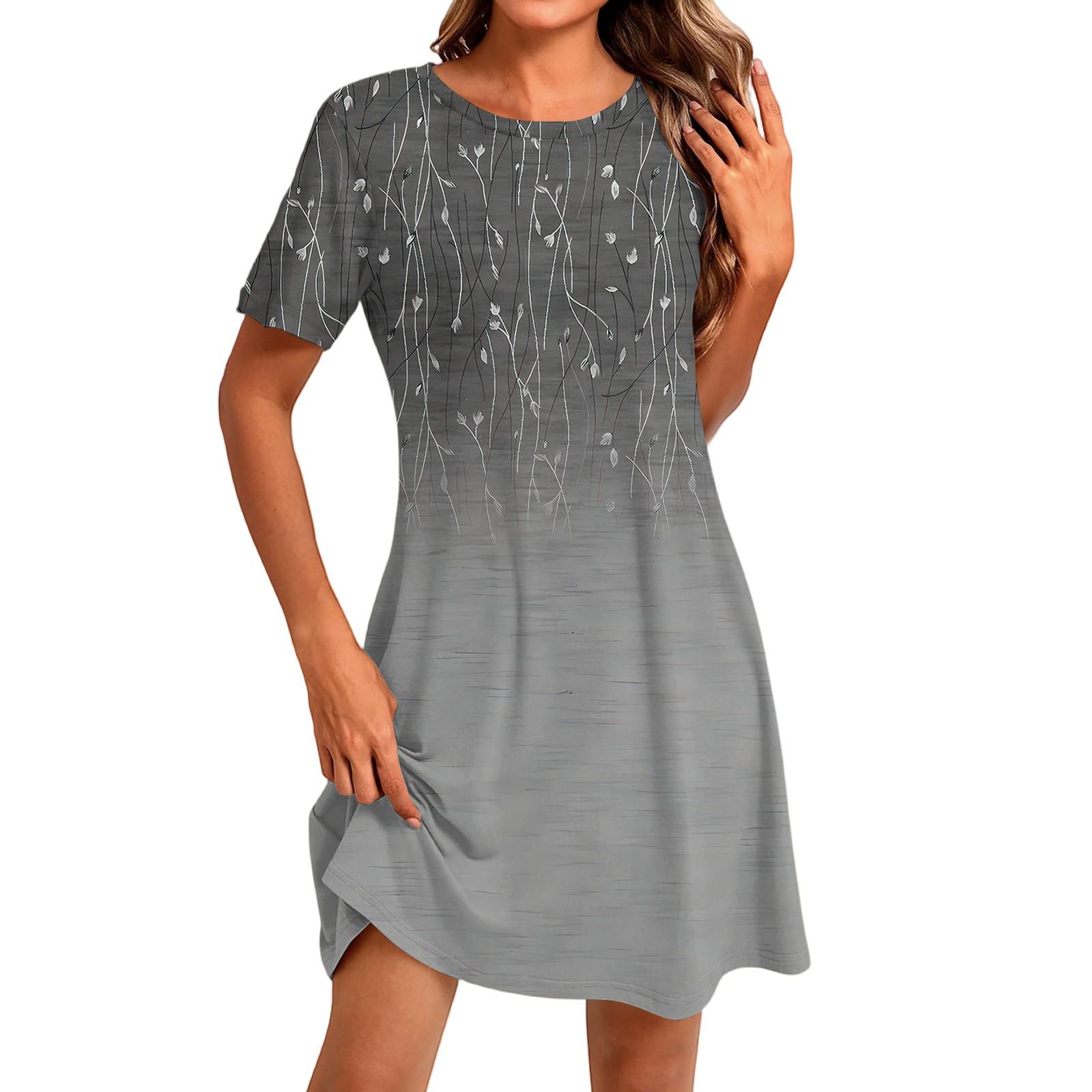 

Женское модное повседневное платье с круглым вырезом и коротким рукавом S