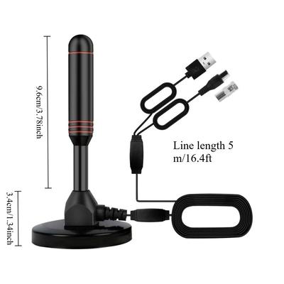 Nova Antena de Alumínio com Ventosa para TV Doméstica DTMB 2025 com Amplificador de Sinal ATSC DVB-T HDTV