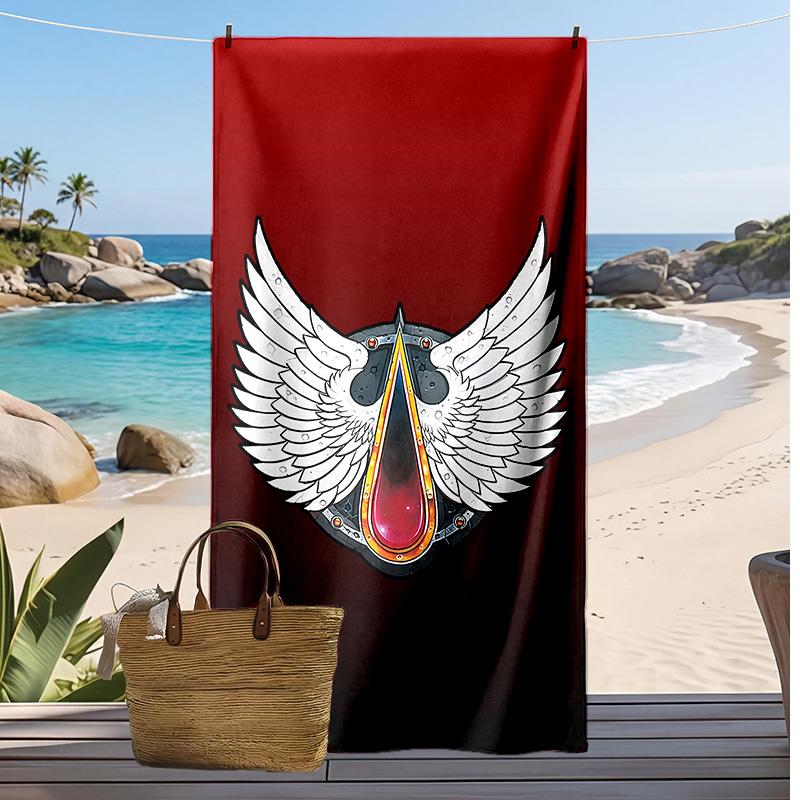 Black Printed Beach Towel Quick Dry Soft TowelPortable Large Rectangular Beach Blanket for Travel Swimming Pool