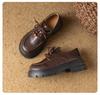 Cowhide Version~ Loafers Women's Autumn New Fashionable Small Man Platform Commuting British Style Small Leather Shoes Comfortable Single Shoes