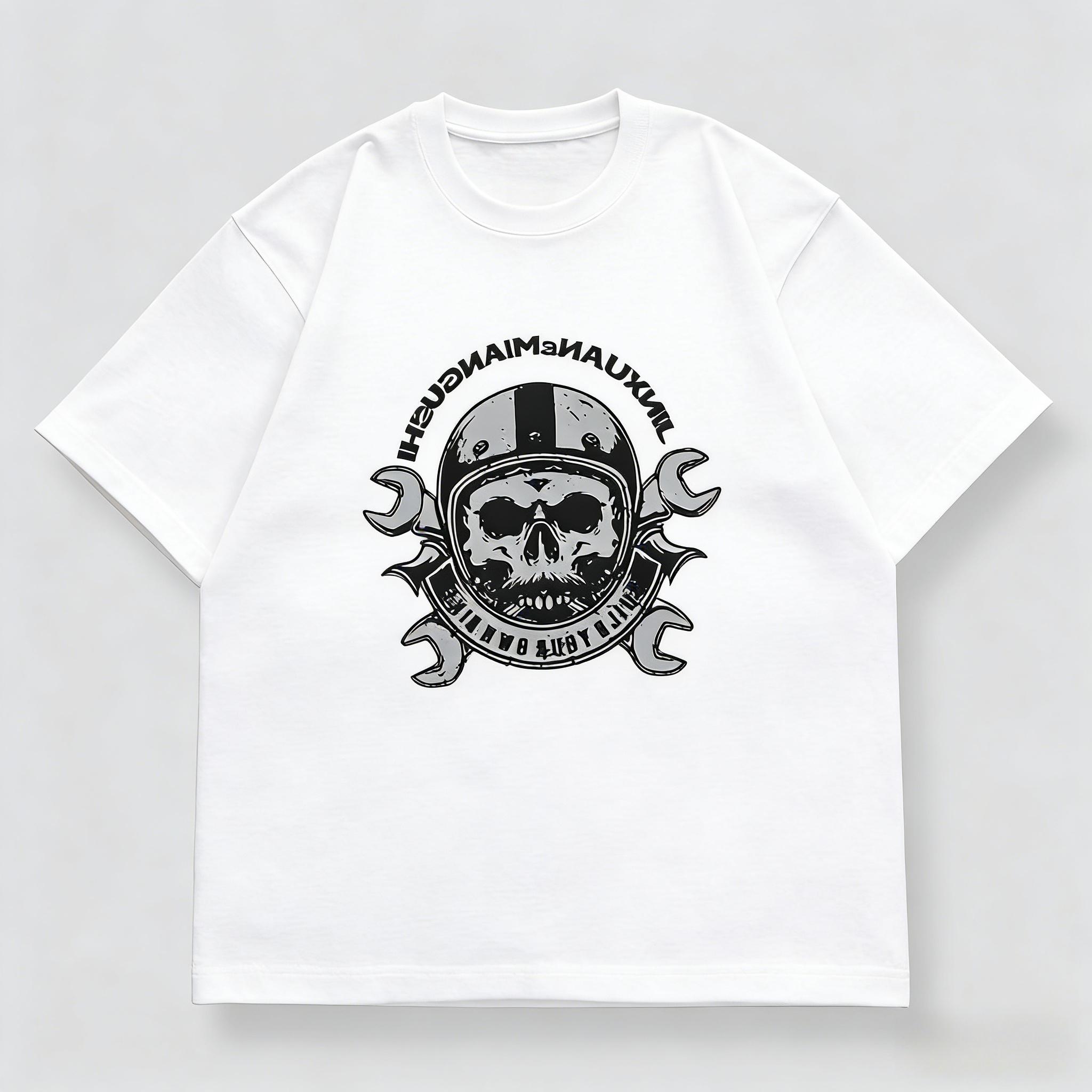 

2026 New Sports Trend Versatile Skull Graphic Print High Quality Unisexs and Womens TShirts Round Neck Loose Short Sleeves S