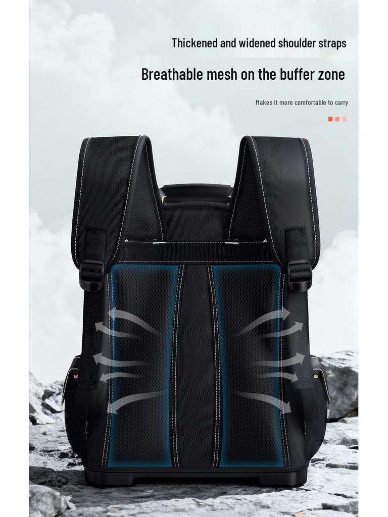 Durable Large Capacity Multi-pocket Tool Backpack with Double Shoulder Straps - Made of Thickened Wear-resistant Oxford Cloth.