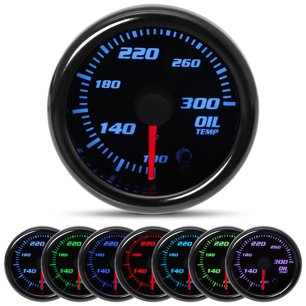 2'' 52mm 7 Color Oil Temperature Gauge Boost Bar PSI Water Temp Oil Pressure Air Fuel Ratio RPM Tachometer for 12V Car Gauges