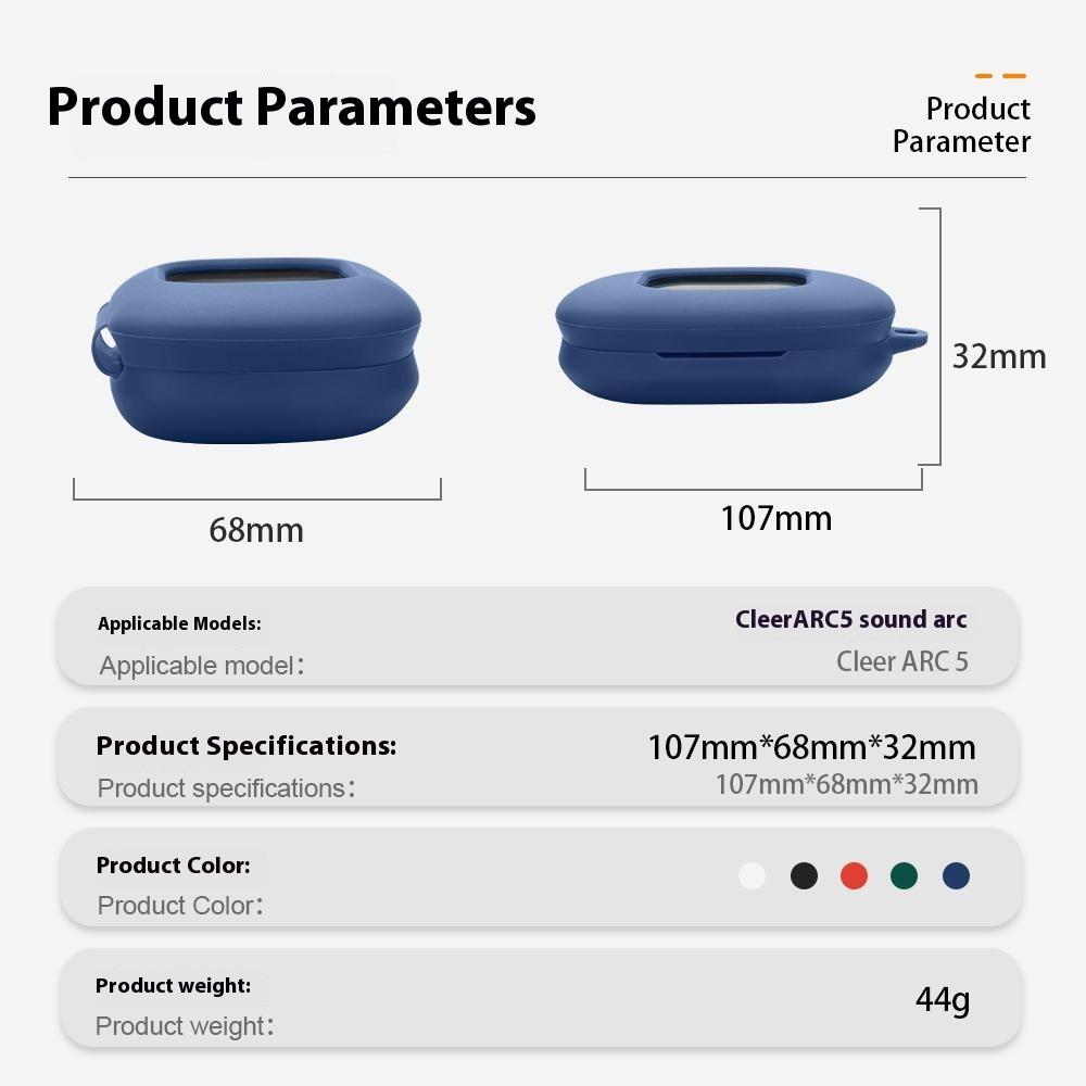 For Cleer ARC 5 Protective Case Bluetooth-Compatible Earbuds Silicone Cover with Hook