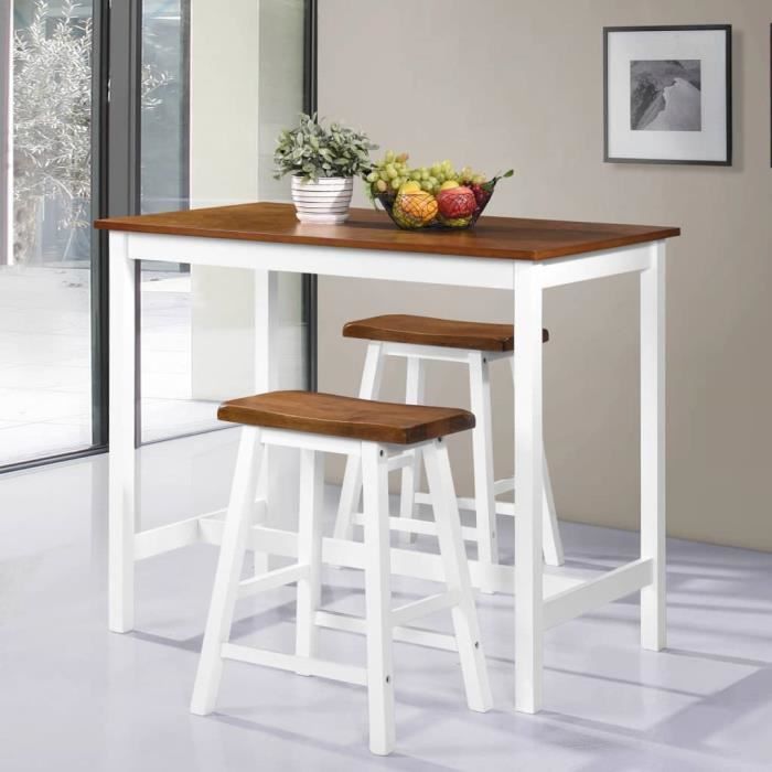 VidaXL Table de bar et tabouret 3 pcs Bois massif