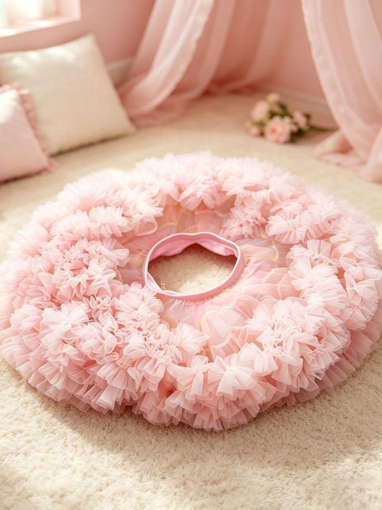 Girls' Princess Style Lotus Pink Rainbow Fluffy Tutu Skirt