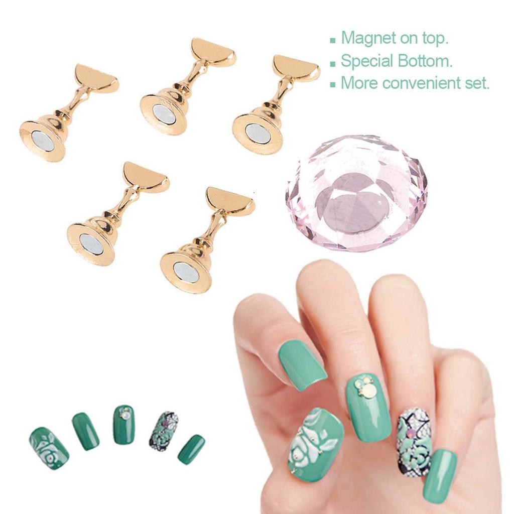 Magnetic Nail Tip Practice Stand Base   Alloy Holder Nail Art Display Stand White