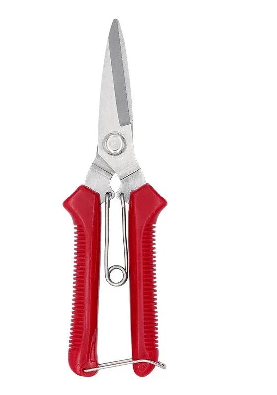190mm Straight Head Pruning Shears - Stainless Steel Garden Scissors with Non-Slip Handle for Bonsai & Household Use