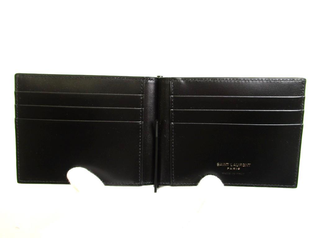 Authentic Saint Laurent YSL Black Leather Gold H/W Bifold Bill Wallet #a956  Refurbished