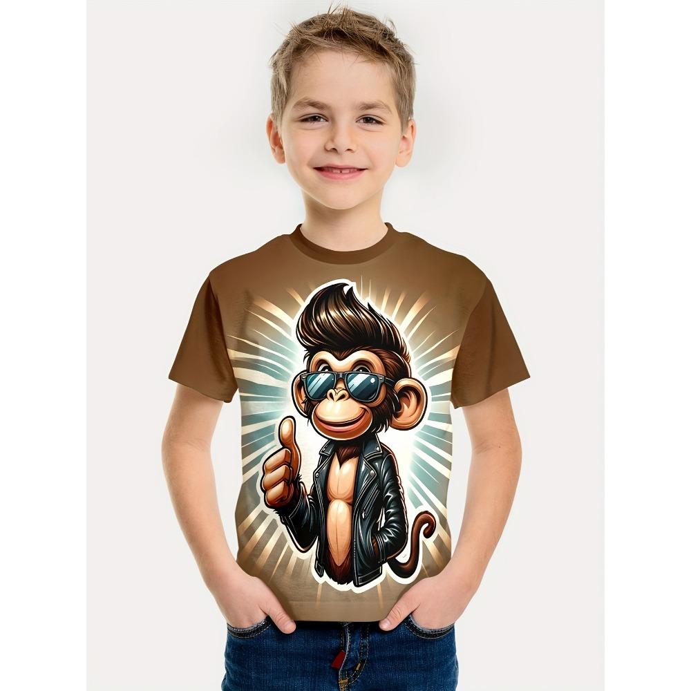 Interesujący nadruk zwierzęcy 3D dla chłopców kreatywny T-shirt casualowy dla dzieci z krótkim rękawem Tee dla chłopców i dziewcząt ubrania letnie