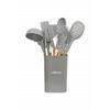 Matis Heat Resistant Silicone Fireproof Non-stick 11 Piece Serving Set With Stand Gray