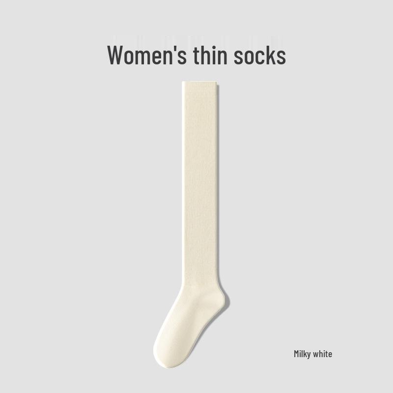 

Женские гольфы из хлопка серого цвета в сетку в балетном стиле - Летние тонкие, дышащие, облегающие, длинные, со сборками кремовый/белый