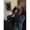 Big fur collar thickened warm versatile horn buckle cotton jacket women's winter loose short hooded tooling pie overcome