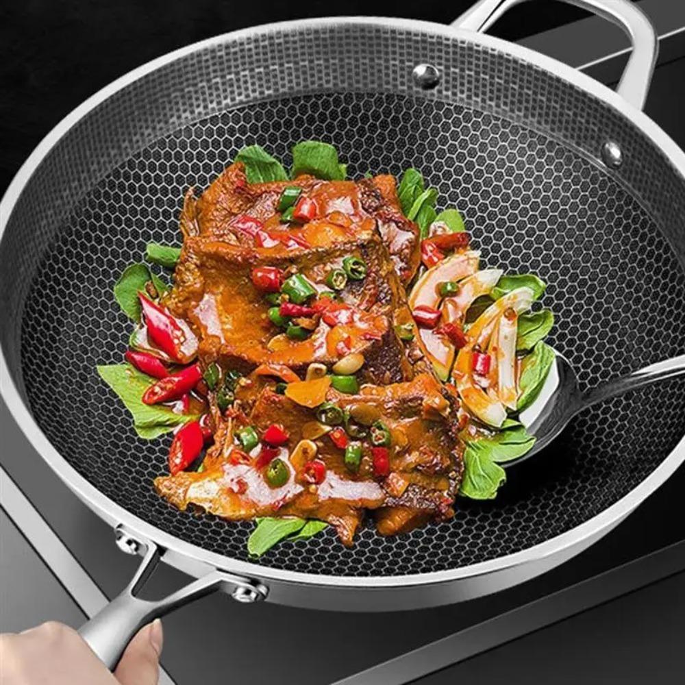 Non-stick Steak Cooking Pan Frying Pan Reusable Frying Pan Stew Pot Induction Cooker Single-sided Honeycomb Frying Pan Cookware