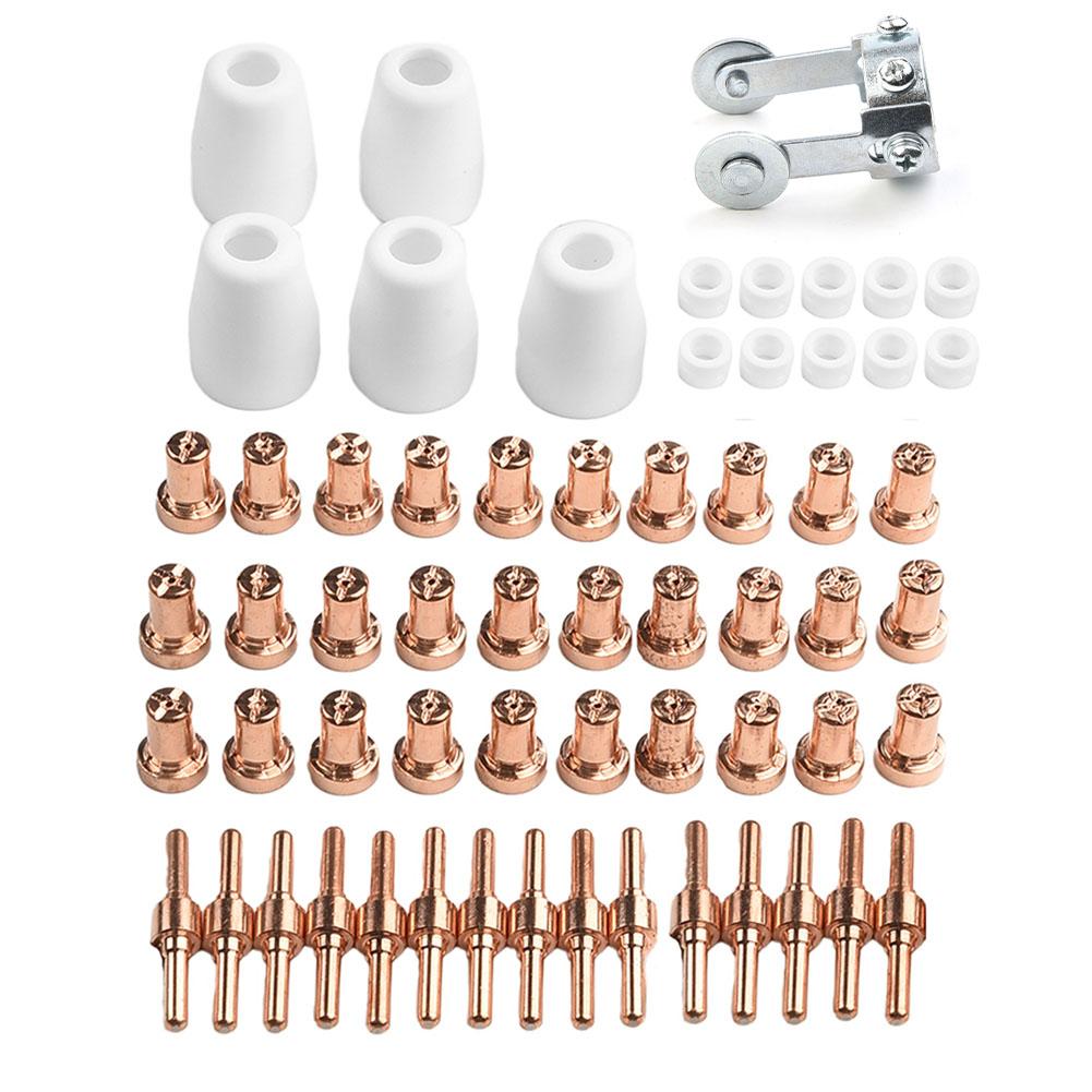 61Pcs Plasma Cutting Consumables With Roller Guide For CUT-40 Cutting Welding Nozzles Conductive Nozzle Soldering Tool