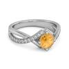 Citrine Crisscross Band White Topaz Accents Ring- 925 Sterling Silver