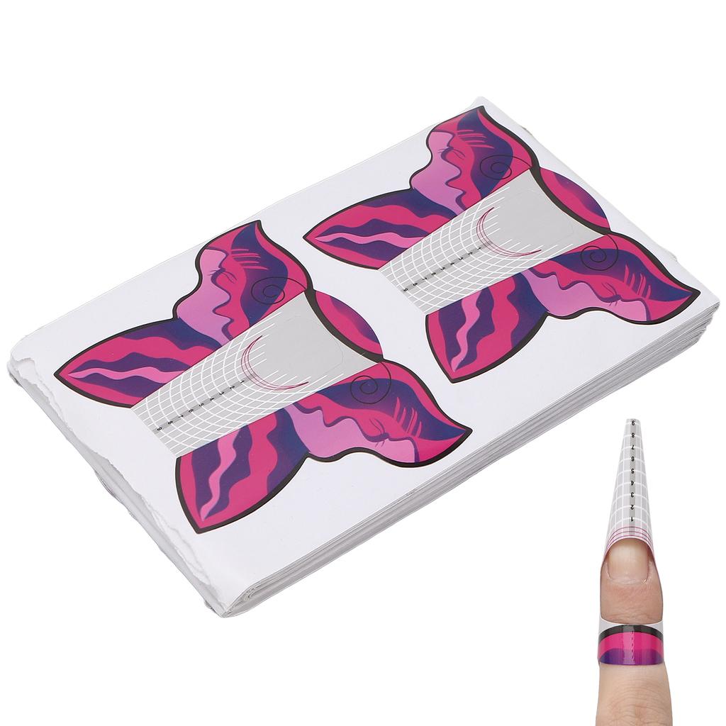 100 Stück Nagelform Verlängerungsaufkleber Selbstklebende Nagelspitzen Führungsaufkleber Maniküre Werkzeuge Rosarot