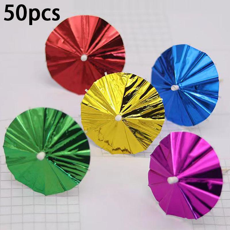 50Pcs Tropical Palm Tree Paper Umbrella Cocktail Food Fruit Picks Cupcake Toppers Hawaiian Birthday Party Wedding Decorations