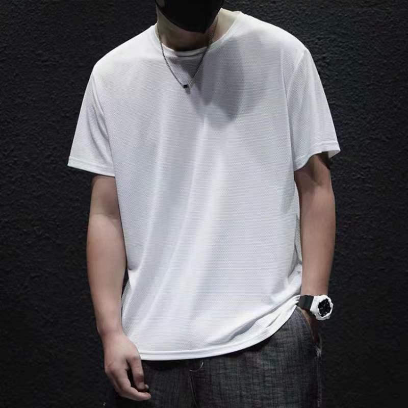 

Мужская летняя футболка Ice Silk Mesh, быстросохнущая, дышащая, свободного кроя, с коротким рукавом, большого размера L