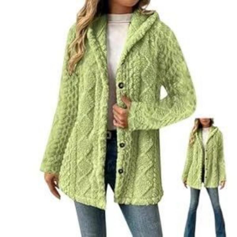 Women S Hooded Fleece Cardigan Long Sleeve Casual Warm Coat