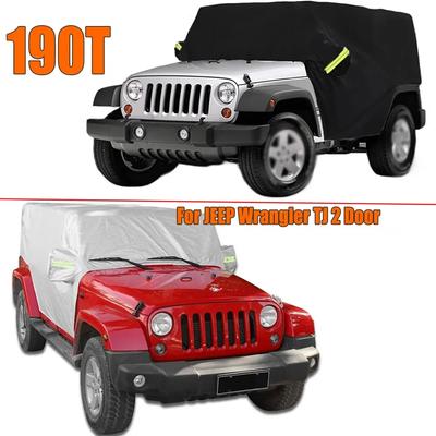 210D černo/stříbrná poloviční autopotah Venkovní ochrana pro Jeep Wrangler TJ 2 Door voděodolný Prachotěsný protisluneční potah Autopotah UV Exteriér příslušenství