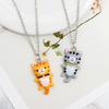 Cute Cartoon Kitten Pendant Necklace with Little Flower - Fashionable Accessory