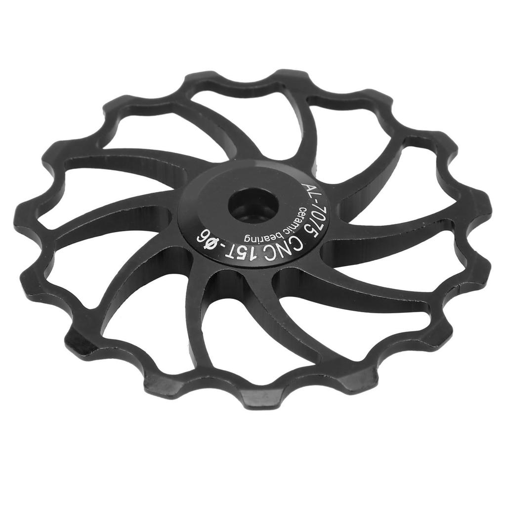 15T Fahrrad Aluminiumlegierung Führungsrolle Keramiklager Mountainbike Schaltwerk Umlenkrolle Schwarz