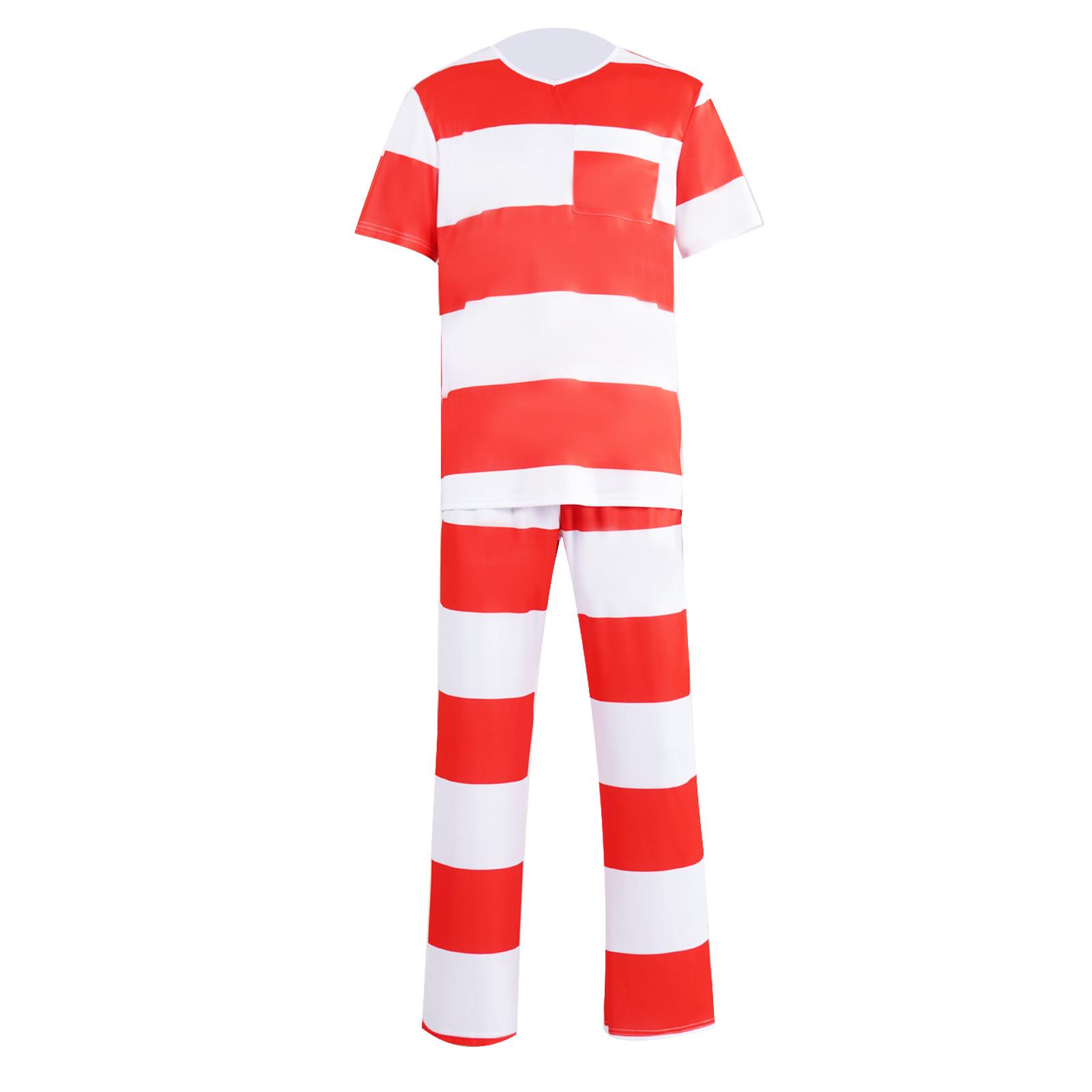 Cross-Border Halloween Prisoner Costume Uniform – Adult Striped Role-Play Suit X-Small