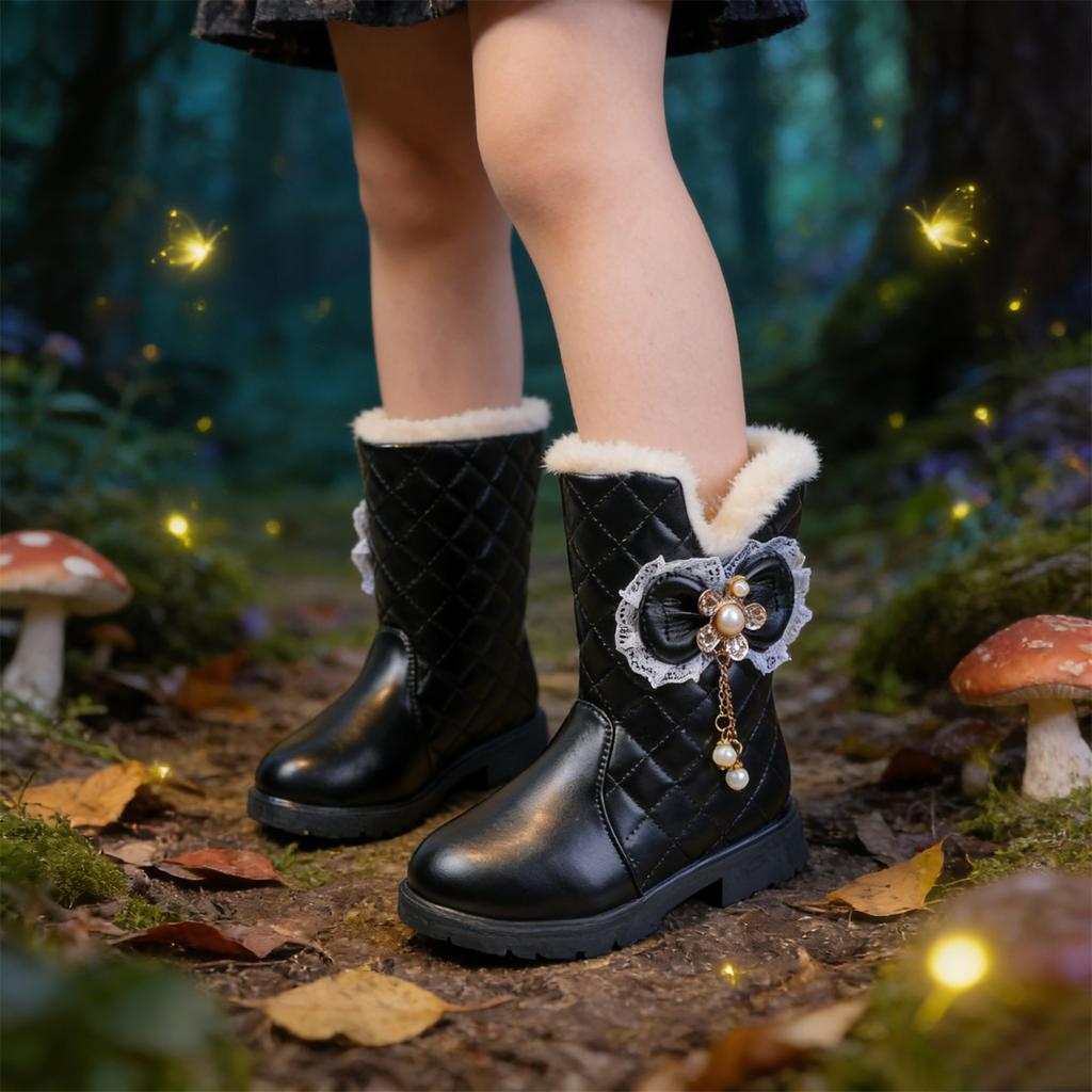 Modische Bequeme Schleife Warme Stiefel Für Kleine Mädchen