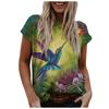 Fashion Women's Summer Printed Short Sleeve Crew-Neck T-Shirt Casual Tee Tops